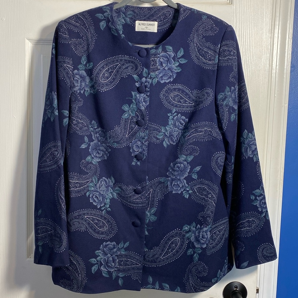 Alfred Dunner Paisley Blazer Jacket Blue Size 10